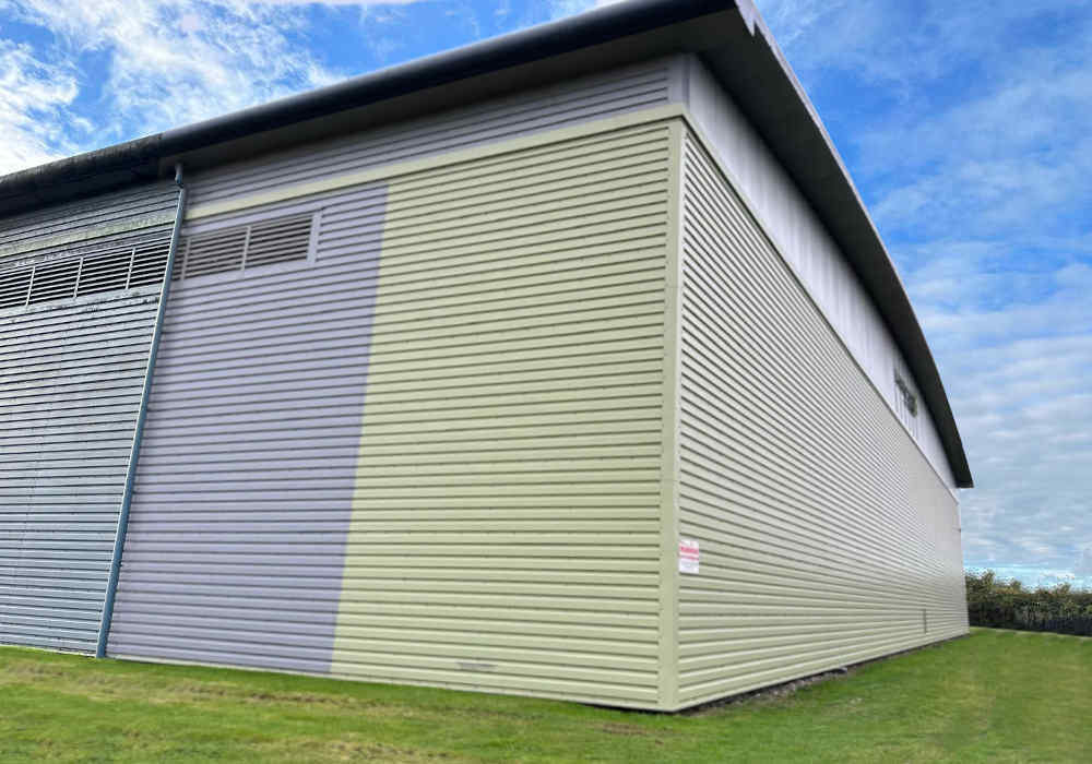 Cladding cleaning service on industrial Building - Cleaning process - After